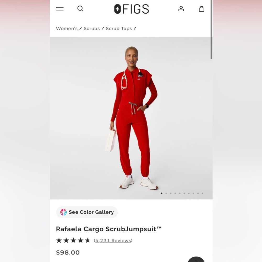 Brand new Rafaela Cargo ScrubJumpsuit™ - winning red